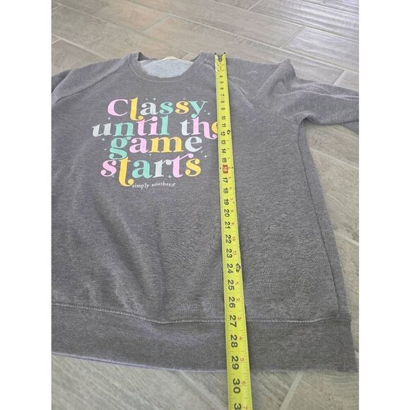 Women's Simply Southern Classy Before the Game Starts Crew Neck Pull Over Gray S - Picture 3 of 7